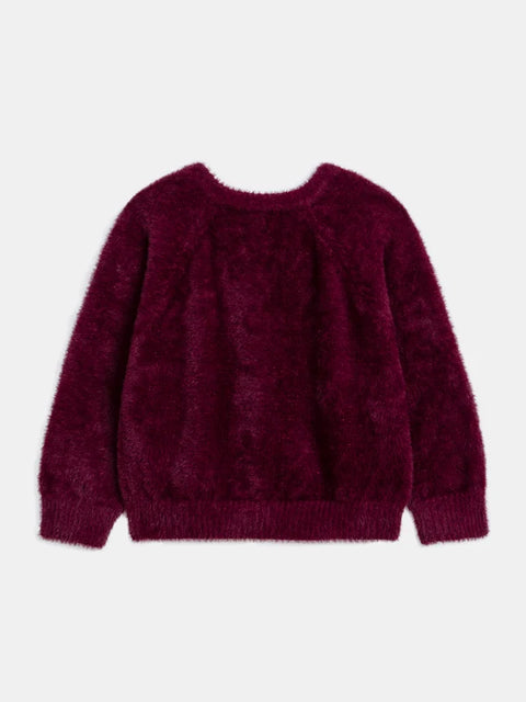 Prune Feather Knit Cardigan