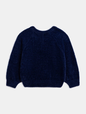 Navy Feather Knit Cardigan