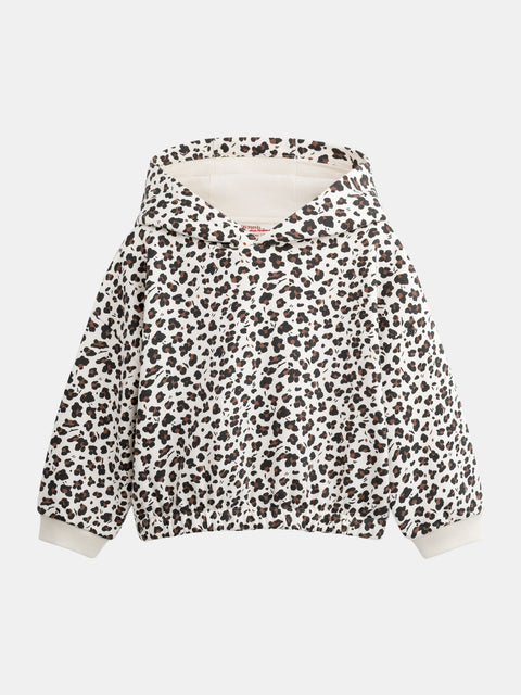 Animal Print Cotton Fleece Hoodie
