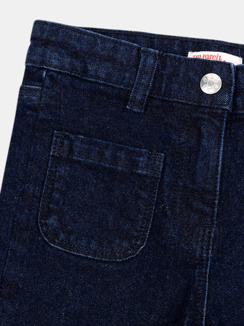 Dark Blue Wide Leg Denim Jeans