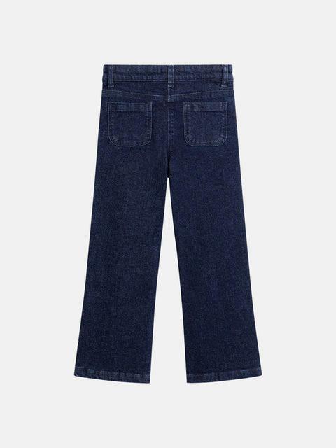 Dark Blue Wide Leg Denim Jeans