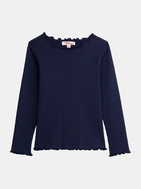 Navy Ribbed Cotton T-shirt