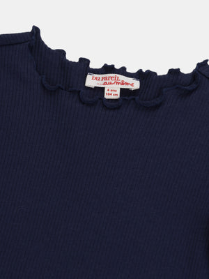 Navy Ribbed Cotton T-shirt
