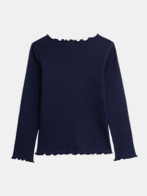 Navy Ribbed Cotton T-shirt