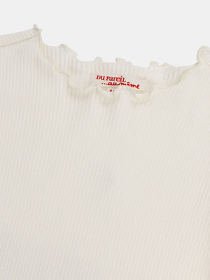 Cream Ribbed Cotton T-shirt
