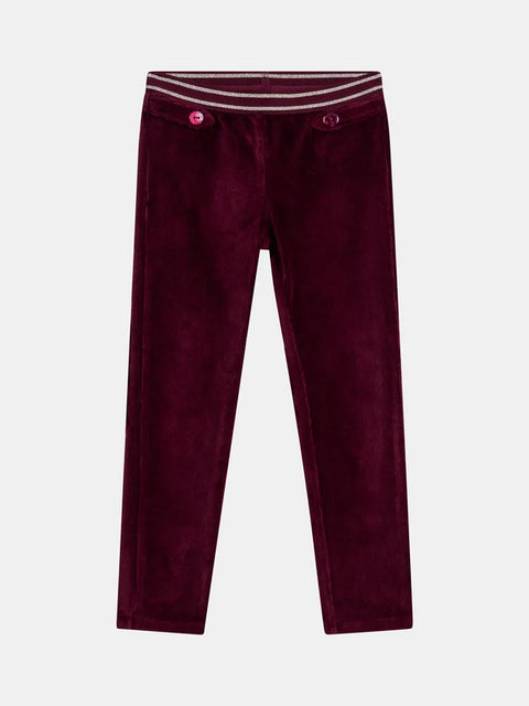 Prune Velour Elasticated Waist Trousers