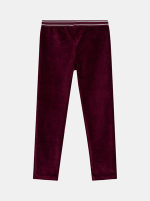 Prune Velour Elasticated Waist Trousers