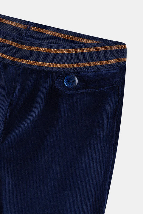 Navy Velour Elasticated Waist Trousers
