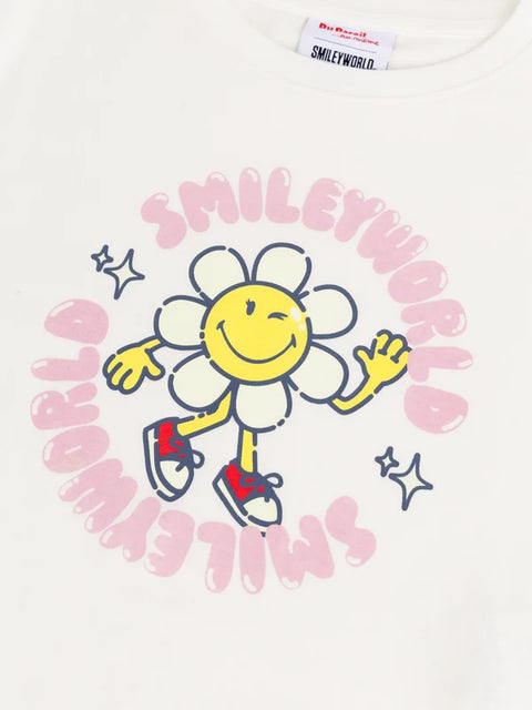 Off White Glow In The Dark Smiley Face Cotton T-shirt