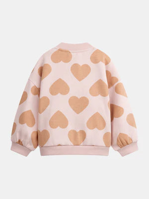 Pink Heart Print Cotton Rich Fleece Jacket