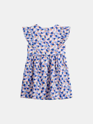Lined Blue Printed Cotton Dress