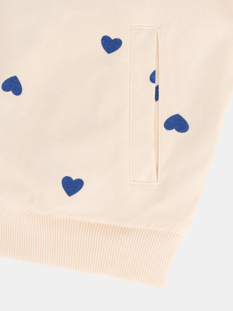 Reversible Floral Print Cotton Fleece Sweatshirt Cardigan