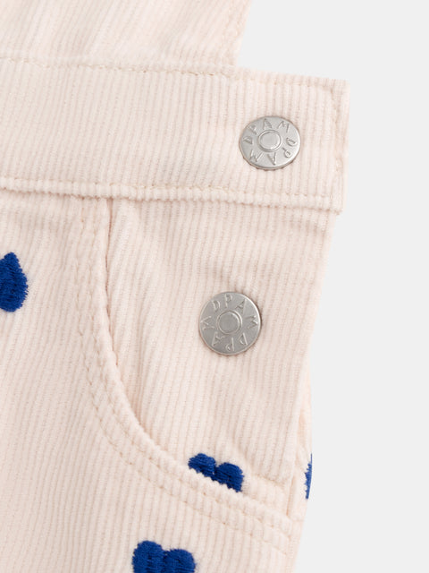 Heart Print Corduroy Dungaree Dress