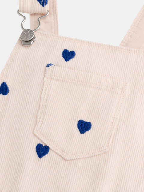 Heart Print Corduroy Dungaree Dress