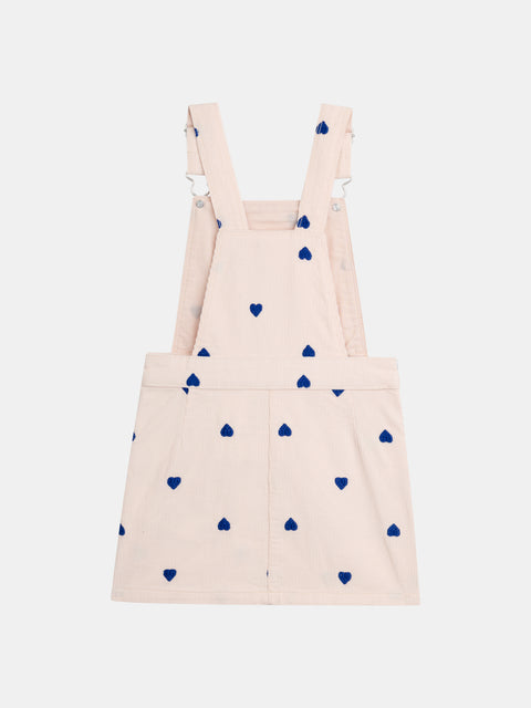 Heart Print Corduroy Dungaree Dress