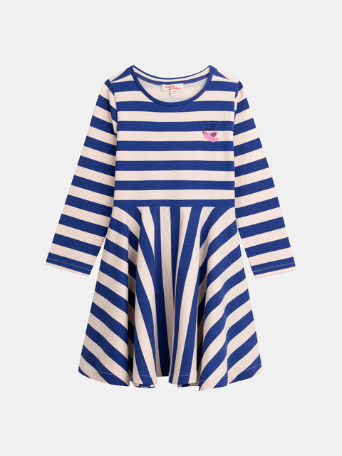 Blue Stripe Cotton Skater Dress