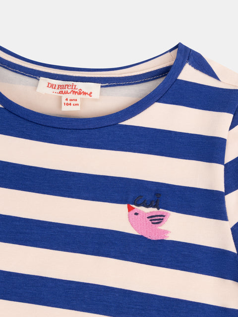 Blue Stripe Cotton Skater Dress