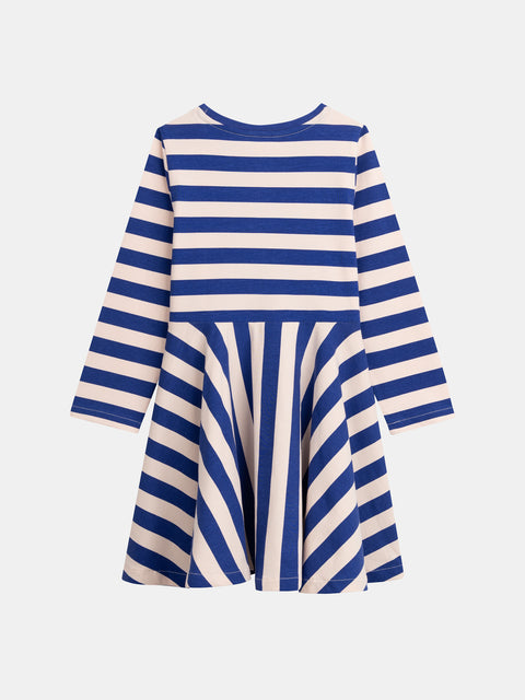 Blue Stripe Cotton Skater Dress