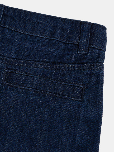Embroidered Blue Denim Shorts