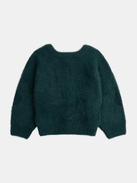 Green Glitter Heart Detail Cardigan