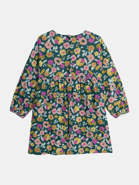 Green Floral Print Double Gauze Cotton Dress