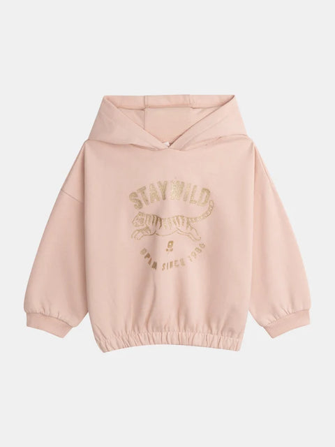 Rose Pink Glitter Print Cotton Fleece Hoodie