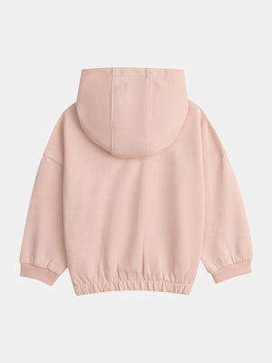 Rose Pink Glitter Print Cotton Fleece Hoodie