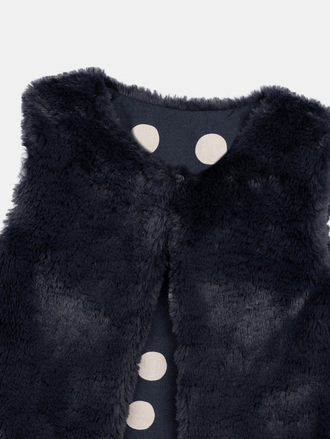 Reversible Charcoal Grey Faux Fur Gilet