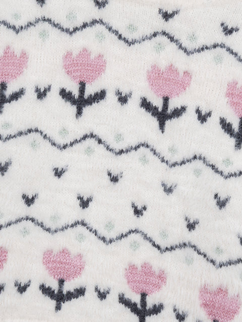 Off White Floral Pattern Jumper