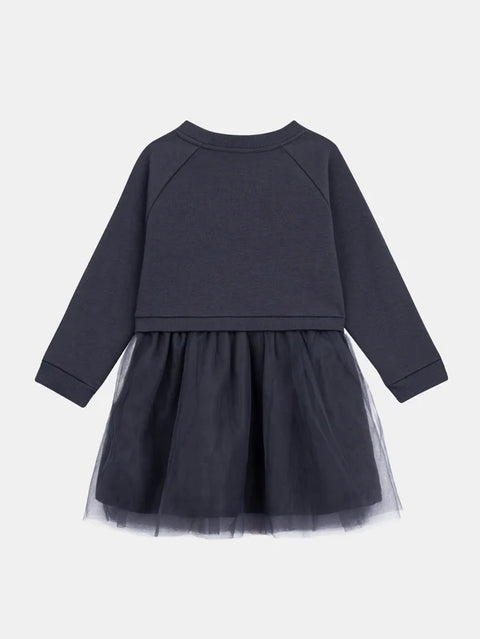 Charcoal Grey Dual Fabric Dress