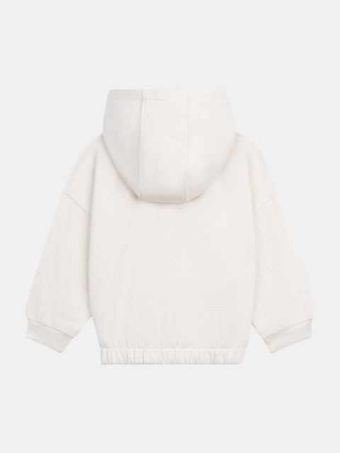 Off White Sequined Unicorn Cotton Fleece Hoodie