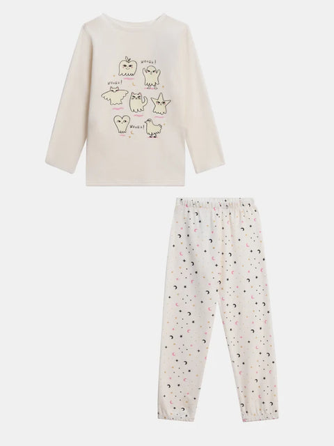 Cream Glow In The Dark Velour Pajamas