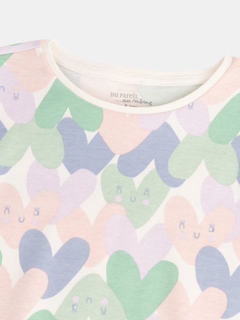 Cream Heart Print Cotton pyjamas