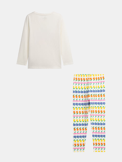 Cream Cherry Print Cotton Pyjamas