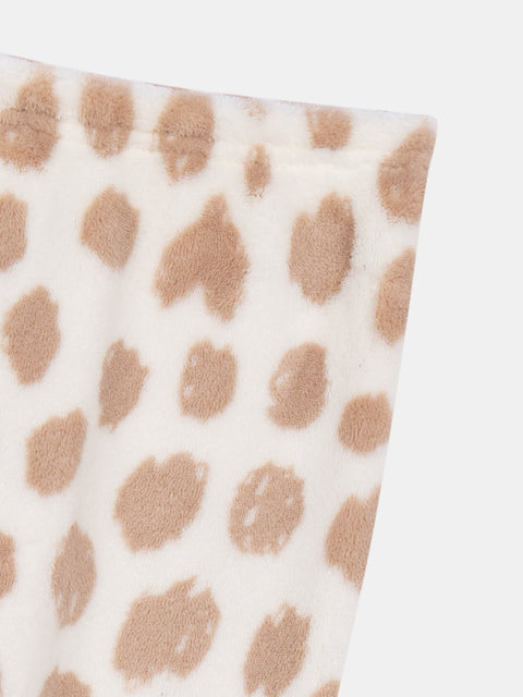 Cream Giraffe Print Velour Pyjamas