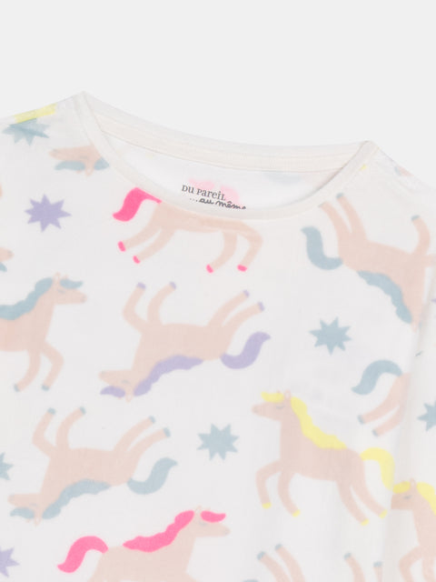 Unicorn Print Velour Pyjamas