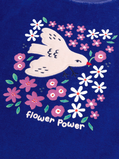 Blue Dove Print Velour Pyjamas