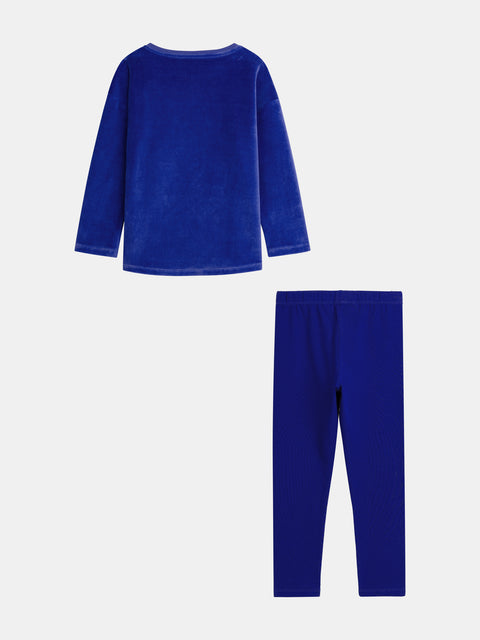 Blue Dove Print Velour Pyjamas