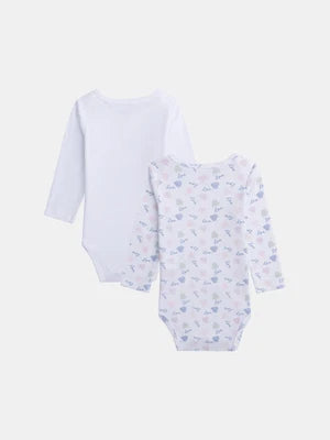 2 Pack White Organic Cotton Bodysuits