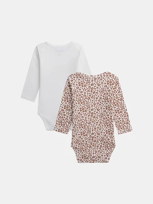 2 Pack Cream Cotton Bodysuits