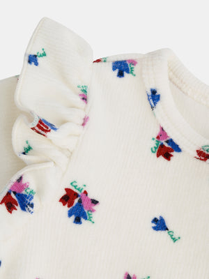 Bird Print Velour Sleepsuit