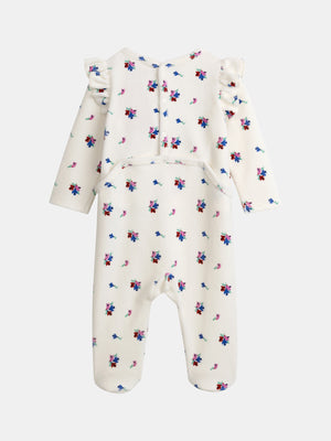 Bird Print Velour Sleepsuit