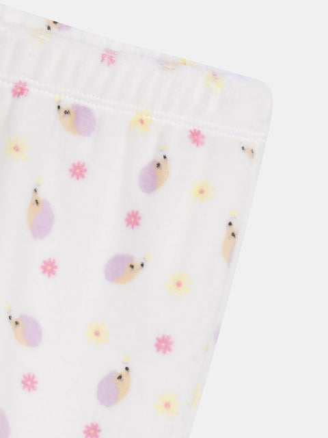 Off White Mouse Print Soft Boa Pyjamas