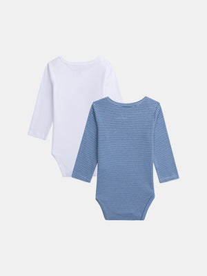 2 Pack White Organic Cotton Bodysuits