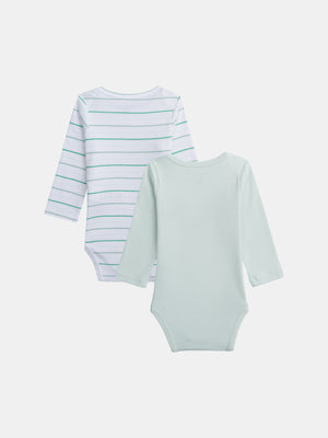 2 Pack Baby Blue Organic Cotton Bodysuits
