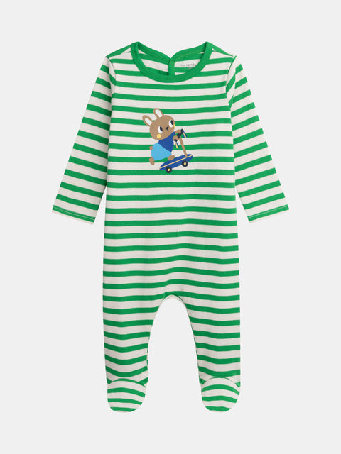 Green Stripe Cotton Sleepsuit