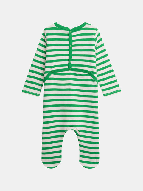 Green Stripe Cotton Sleepsuit