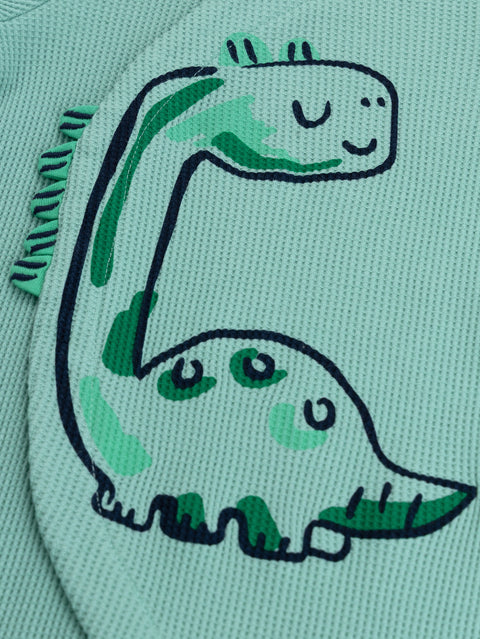 Green Dinosaur Print Waffle Cotton Sleepsuit