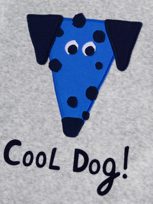 Grey Dog Print Velour Pyjamas