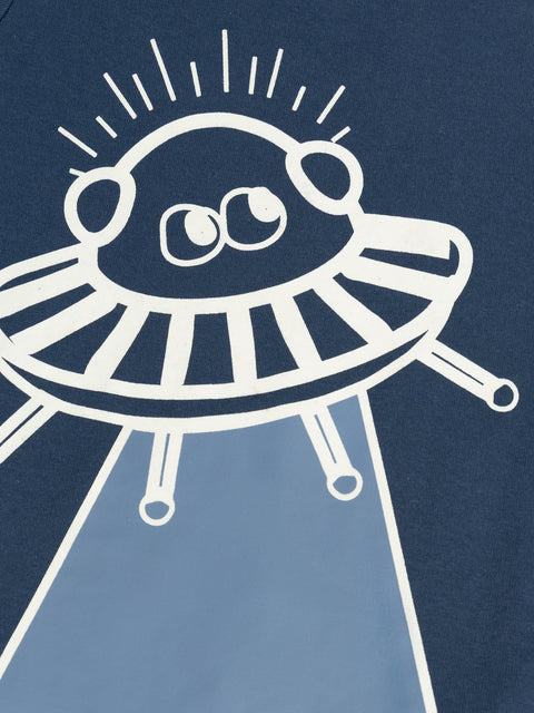 Navy Space Print Glow In The Dark Cotton Pyjamas